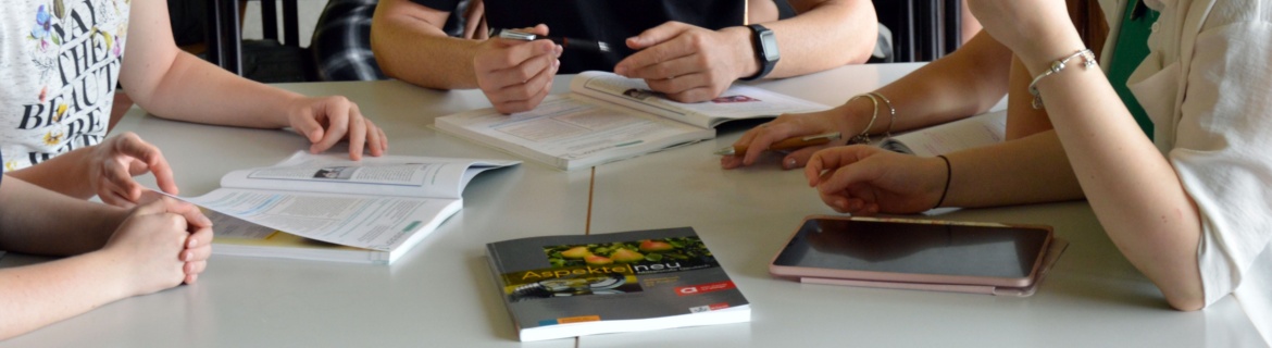 A group of students learning German